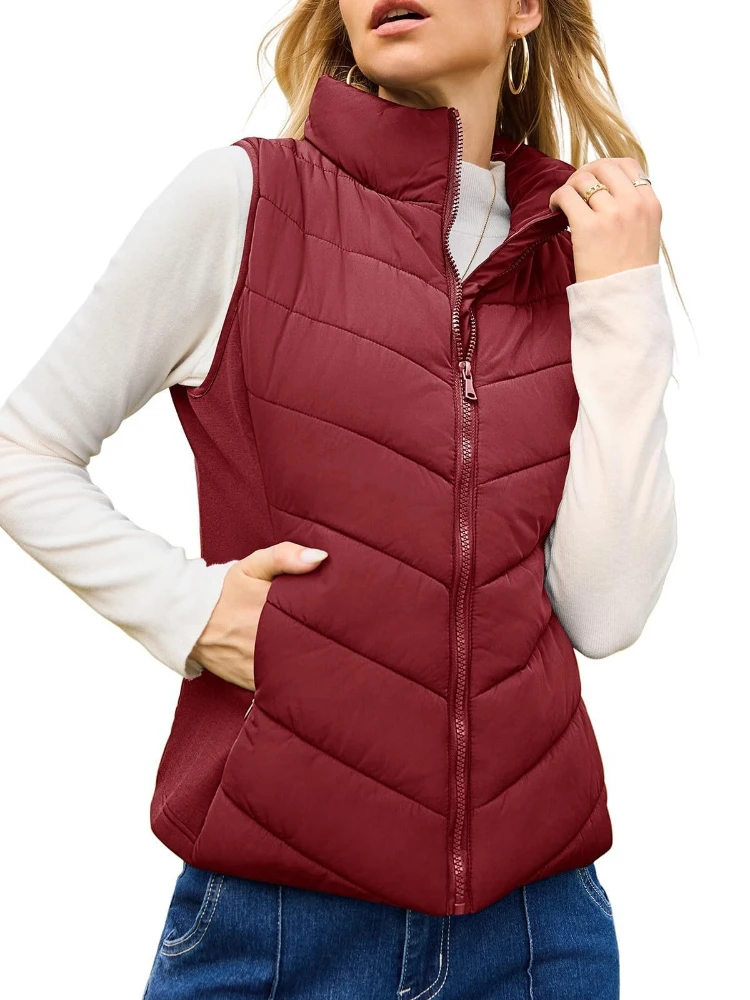 Veste en coton épais à col montant pour femme, vêtement de poche avec fermeture éclair, couleur unie, décontracté, Simple, pour les déplacements, nouvelle collection automne et hiver