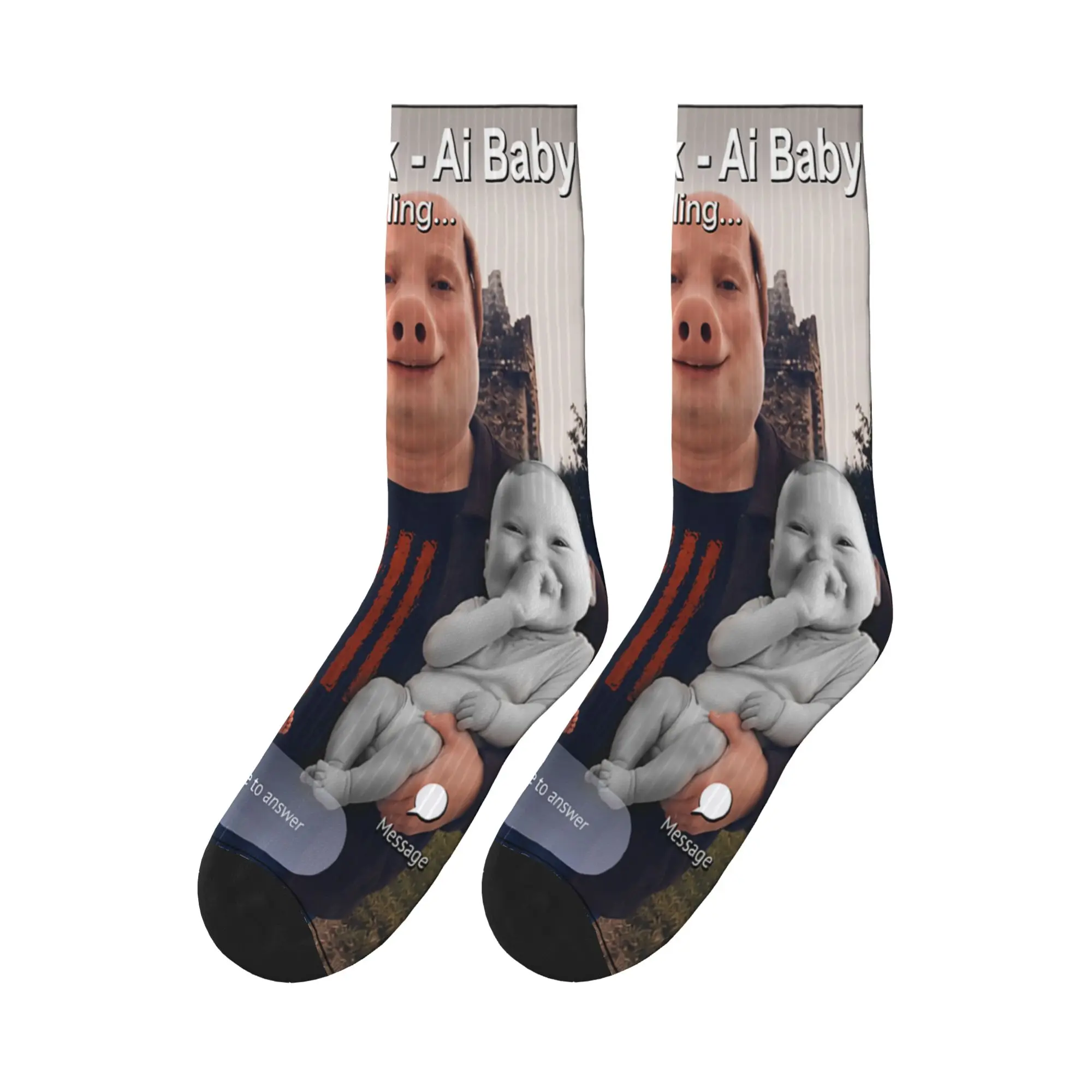 Funny John Pork and Niche Ai Baby Baby Speed is Calling Stockings Men's  Socks Fashion Socks Winter Cycling Design Socks Gift