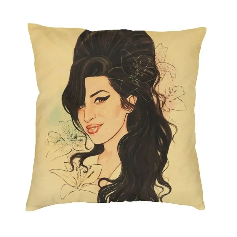 Retro Amy Winehouse Pillow Case Decor Home Famous Singer Modern Cushion Cover Soft Pillowcase