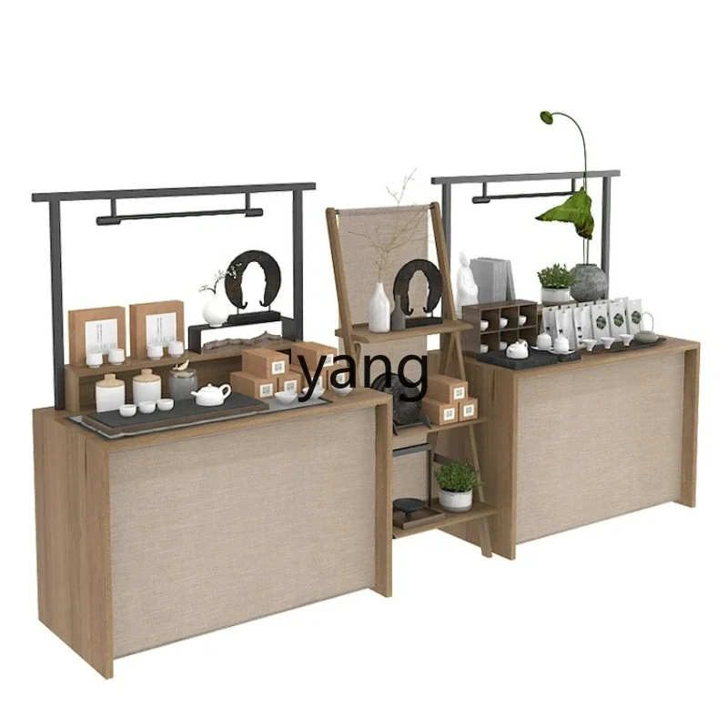 LTT tea shop against the wall in the island display stand tea set display edge island sample display props