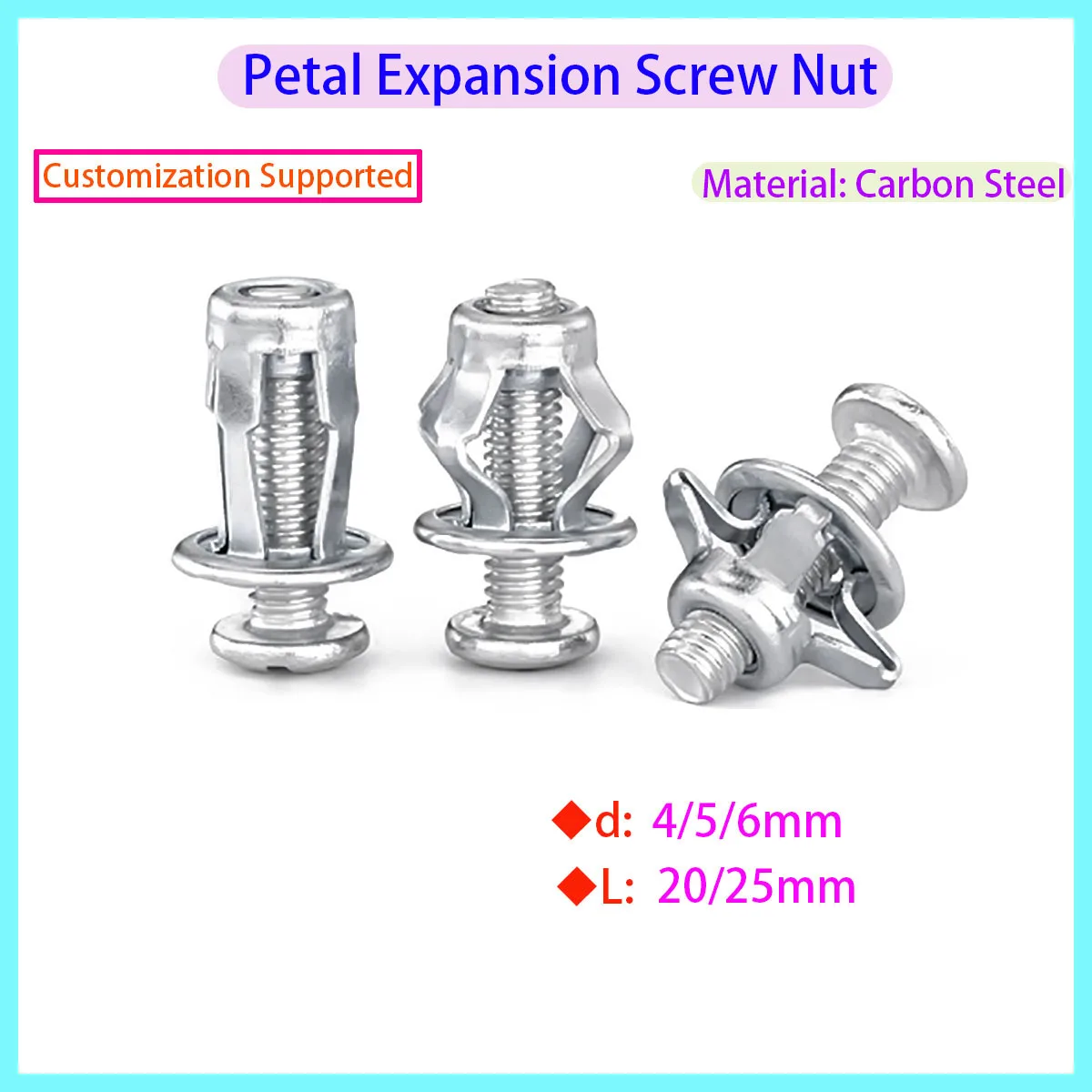 

Petal Shaped Screw Jack Nut Screw Anchor Bolt Petal Rivet Lock Bolt Plate Wall Fastener