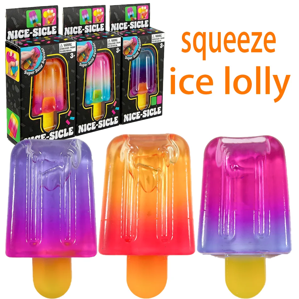 Juguete Antiestrés Transparente de Rebote Lento con Forma de Paleta de Hielo Degradada, Elástico y Blandito para Aliviar la Ansiedad y la Descompresión