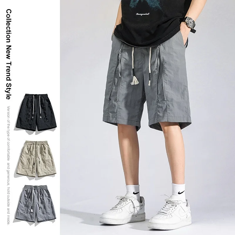 Men Summer New Cargo Shorts Fashion All Match Loose Five Points Casual Sports Multi Pocket Daily Wear Knee Length Short Trousers