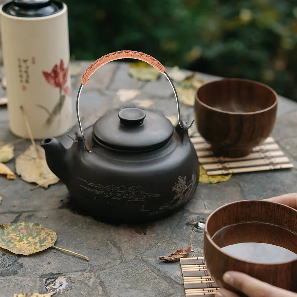 

Teapot Handle Household Manual Kettle Compact Grip Iron Water Accessories Metal Rope Rattan