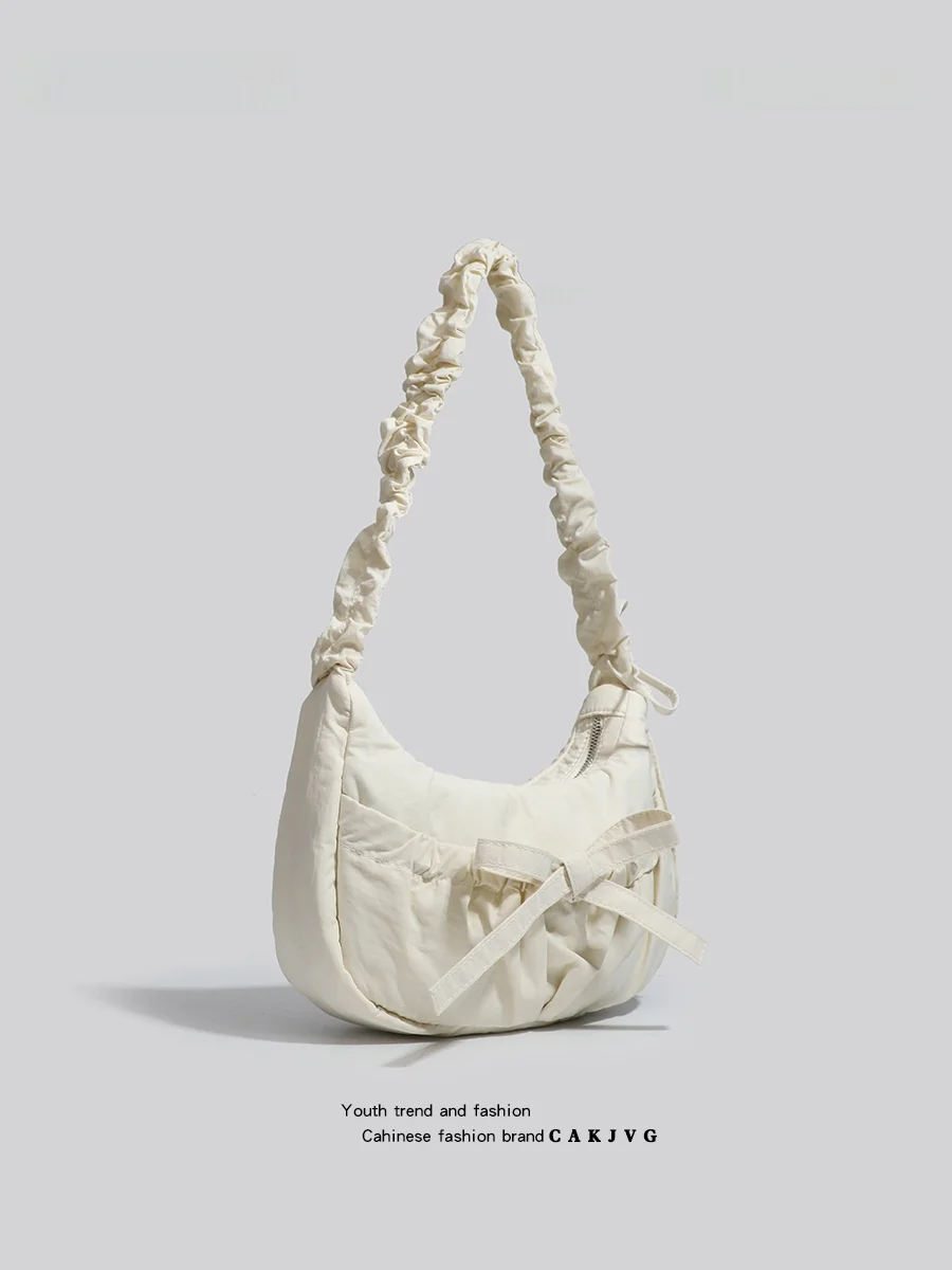 

CAKJVG2025 New Ballet Sle Youthful Crossbody Bag Women's oulder Bag Folded Underarm Bag Soft Nylon Pure Color Leisure