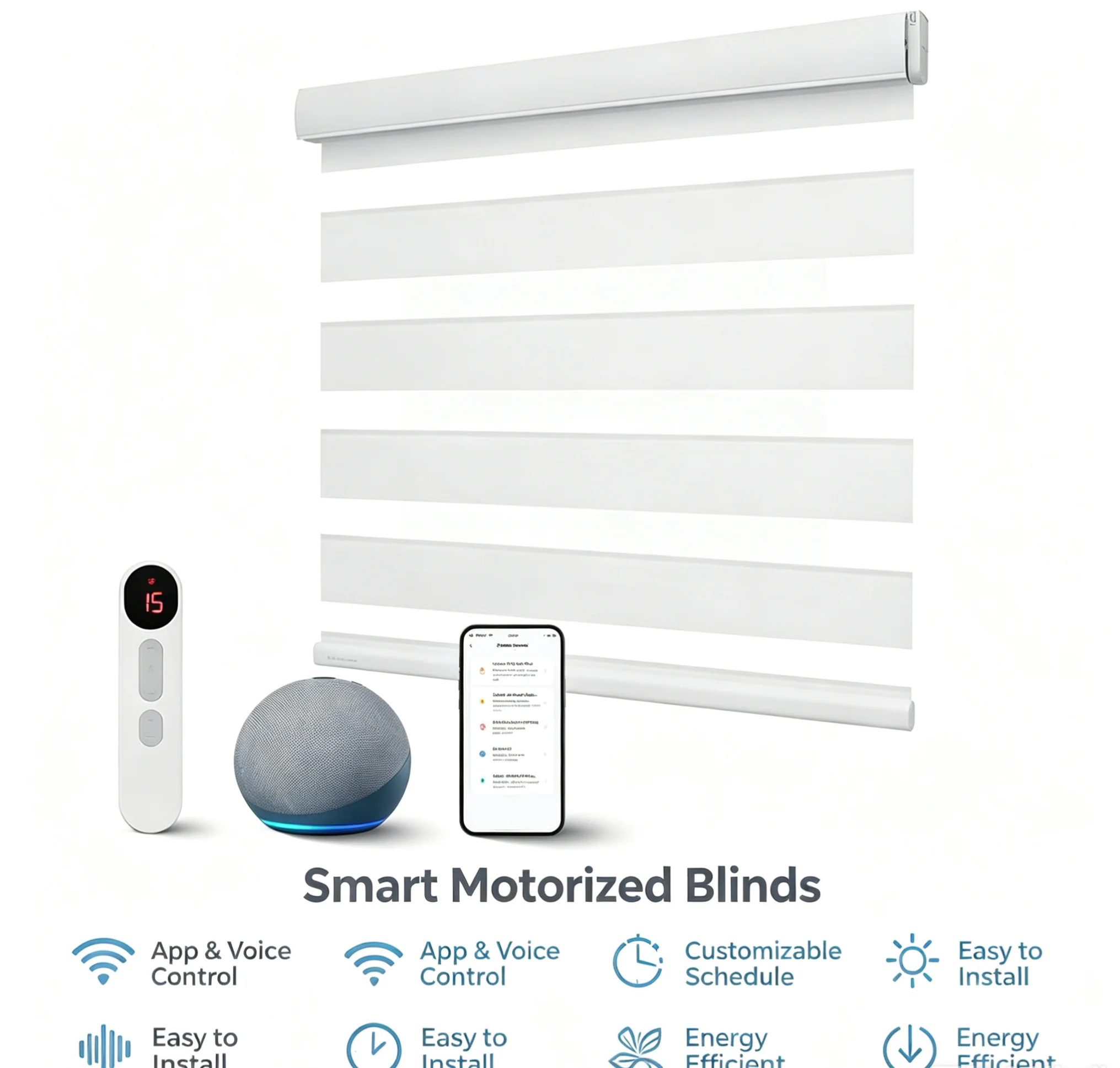 2026 Hot Sale Zigbee Protocol Voice Control Filter Type Day And Night 100% Polyester Fabric Motorized Zebra Blinds For Windows