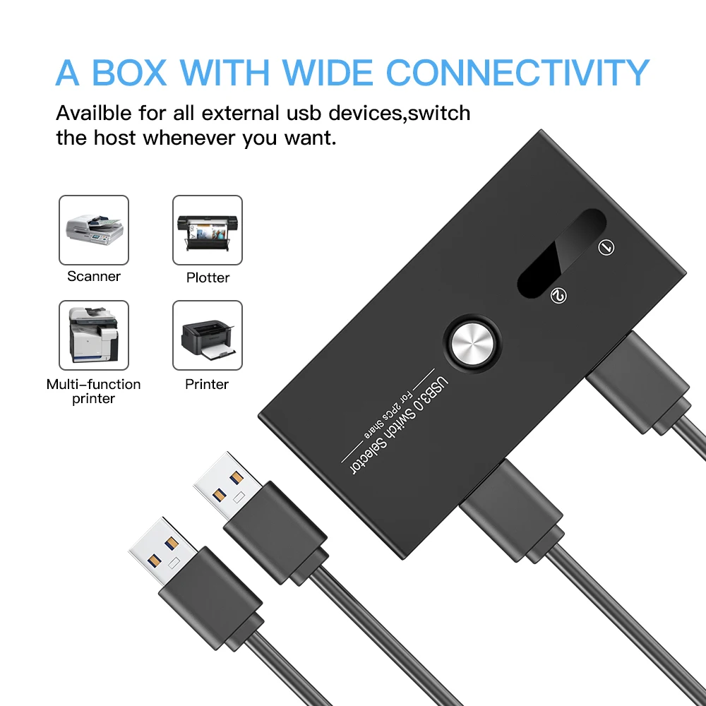 USB KVM 스위치 키보드 마우스 프린터용 USB 3.0 2.0 KVM 선택기 스위처, Mi Box 2pc 포트 공유 4PC 장치 USB 3.0 케이블