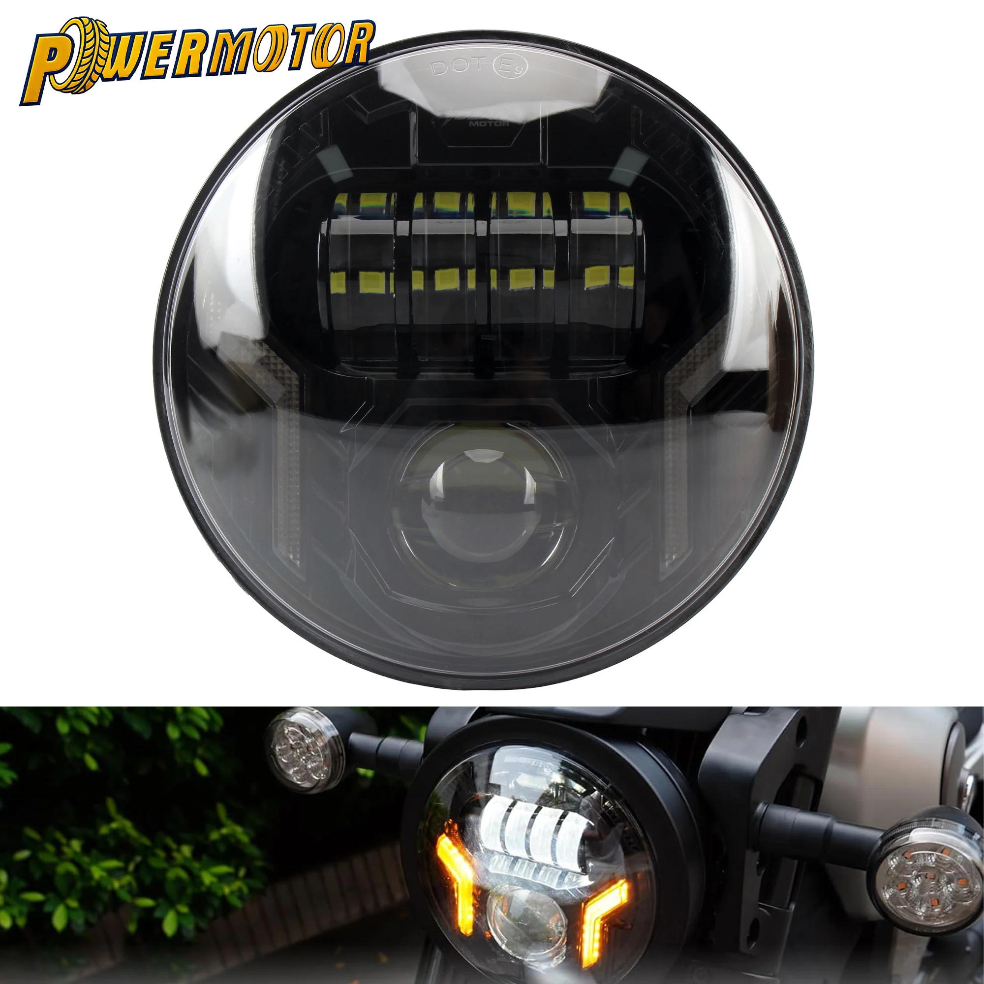 

For Harley Street Glide Road King Sportster Iron 883 1200 Dyna 5 3/4" LED Headlight With Turn Signal DRL Motorcycle Modified