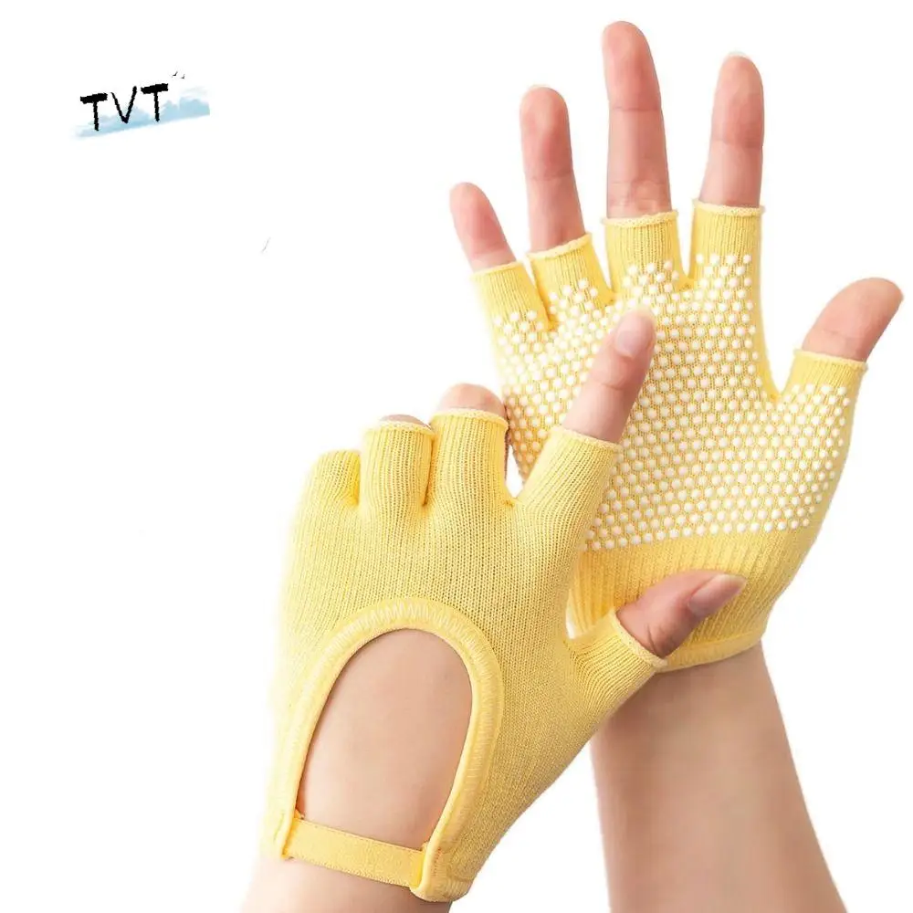 

Multicolor Half Finger Yoga Gloves Warm Wear-Resistant Pilates Gloves Palm Protection Antislip Sport Riding Mittens Aerial Yoga