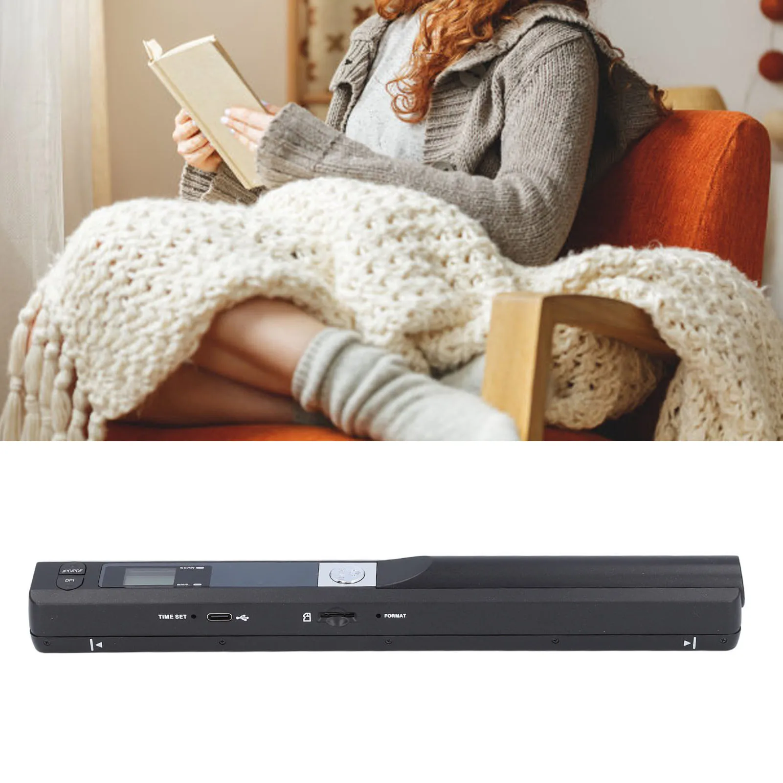 

Handheld Document Scanner Compact 8.27 Inch HD Scanning 900DPI Portable Scanner USB 2.0 with CD for Photo