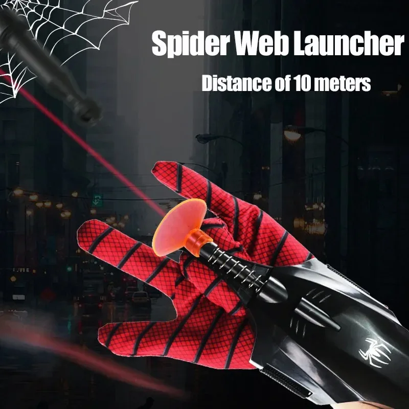 Spiderman Launcher Web Shooters Wrist Launcher With Infrared Aiming Soft Bullet Gun Suction Cup Ejection Toy Children's Gift