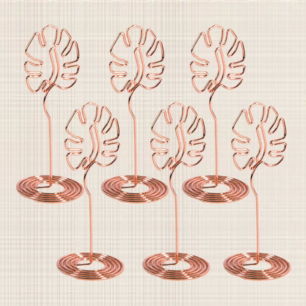 6Pcs Metal Monstera Leaf Shaped Table Number Holders Desktop Memo Clip for Wedding Birthday Shower Graduation Party