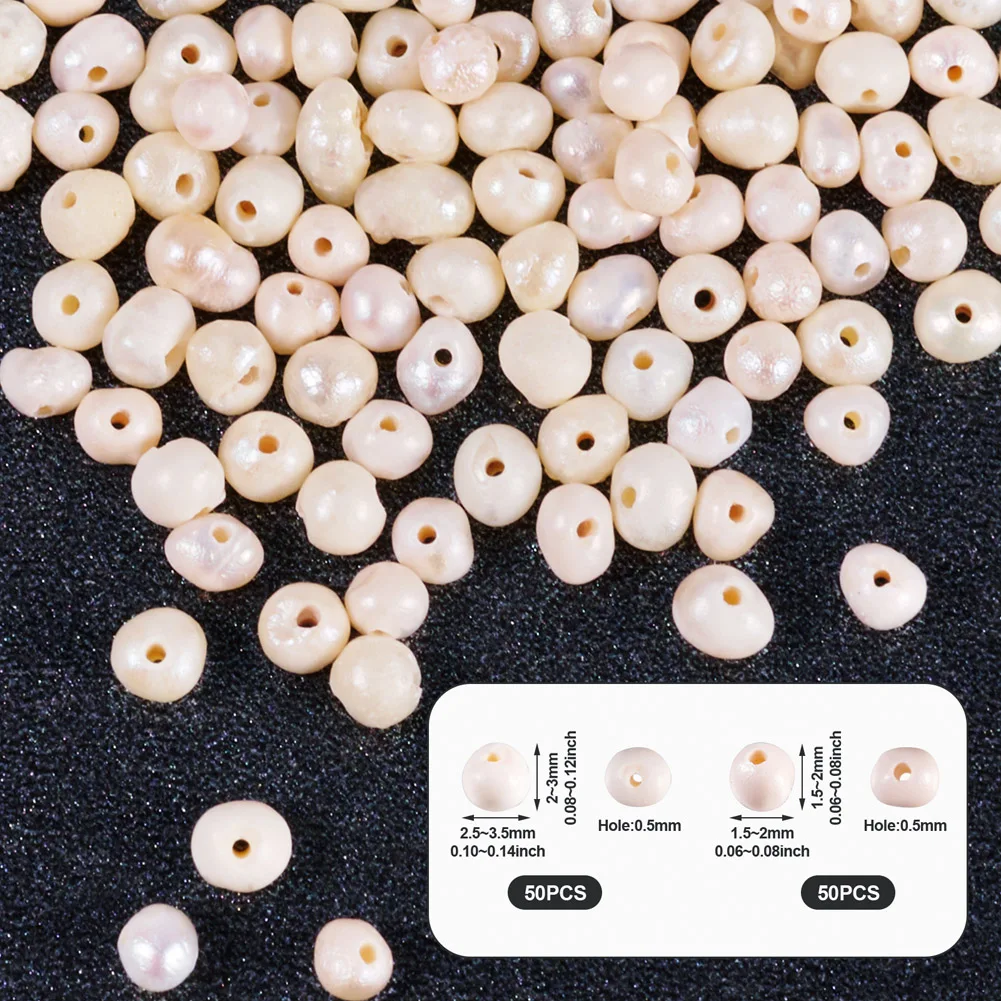 100Pcs 2 Styles Natural Cultured Freshwater Pearl Beads Loose Shell Beads DIY Earrings Bracelet Sew Craft Jewelry Making