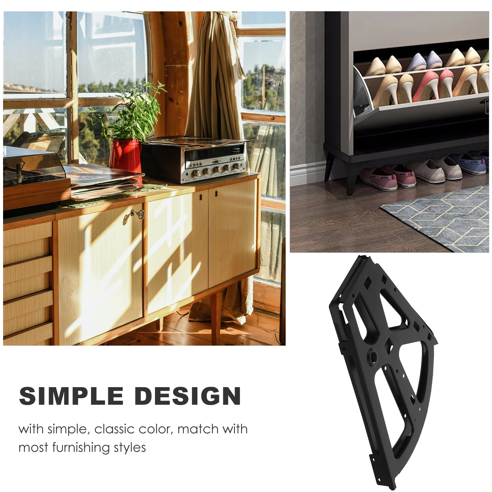 

Shoe Drawer Hinge For Flip Shoe Cabinet Durable Metal Frame Plate Smooth Space Saving Replacement Parts Bracket