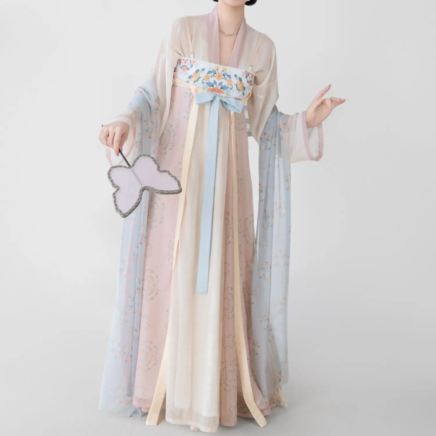 Hanfu-Robe de soirée de cour de printemps originale, longueur de poitrine, ensemble Hanfu 03/3 pièces, costume chinois Han Han sans bretelles