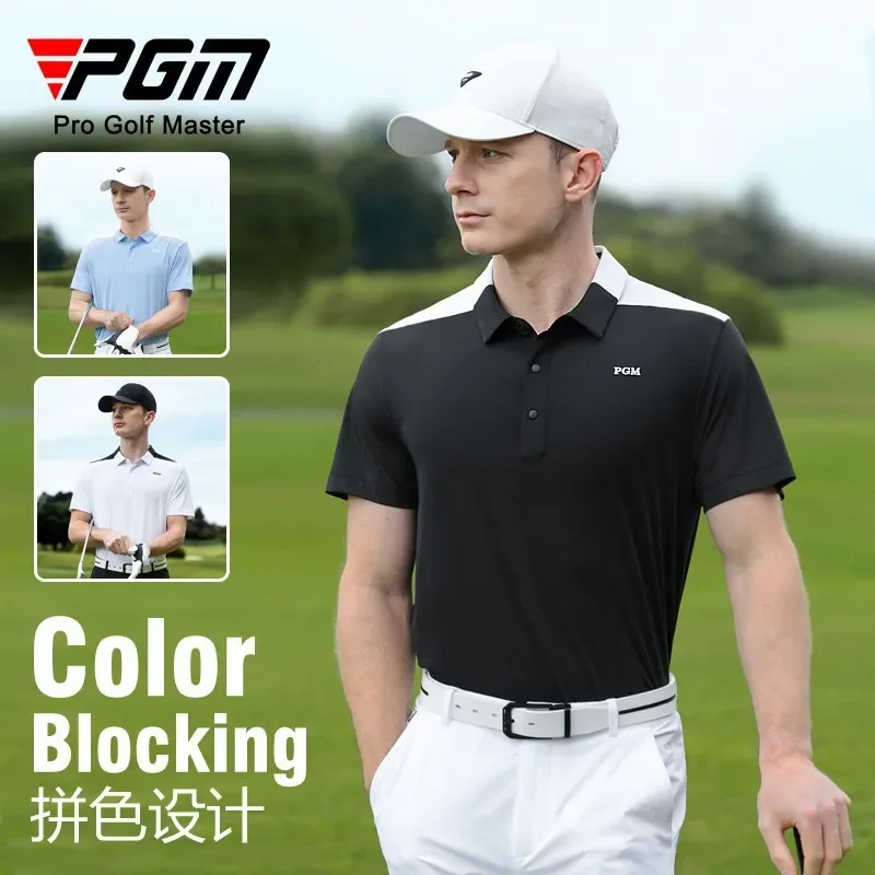 PGM golf clothing men's short-sleeved t-shirt summer breathable polo shirt moisture-absorbent quick-drying top golf clothes