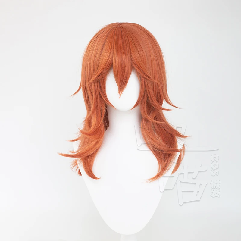 الملاك الشيطان بالمنشار رجل شعر مستعار تأثيري 60 سنتيمتر البرتقال الشعر الطويل للرجل امرأة الاتفاقية الهزلية فستان شعر مستعار زي حفلة اكسسوارات #5