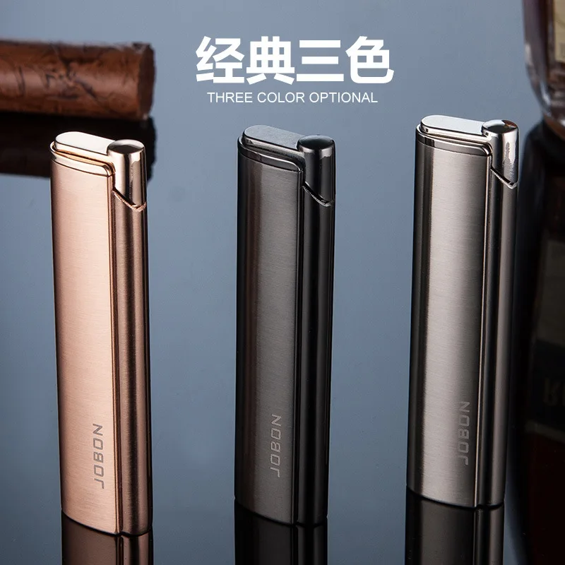 Jobon creative personalized windproof lighter, ultra-thin metal Great Wall silk blue flame lighter