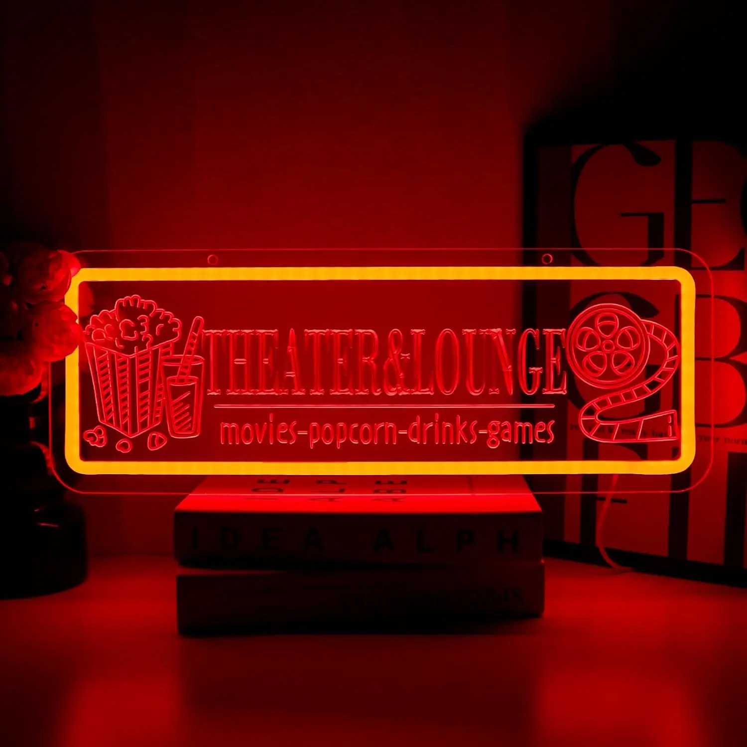 

Theater Lounge Neon Sign USB Powered Popcorn Drinks LED Neon Light for Bar Movie Night Party Snacks Store Bedroom Decoration