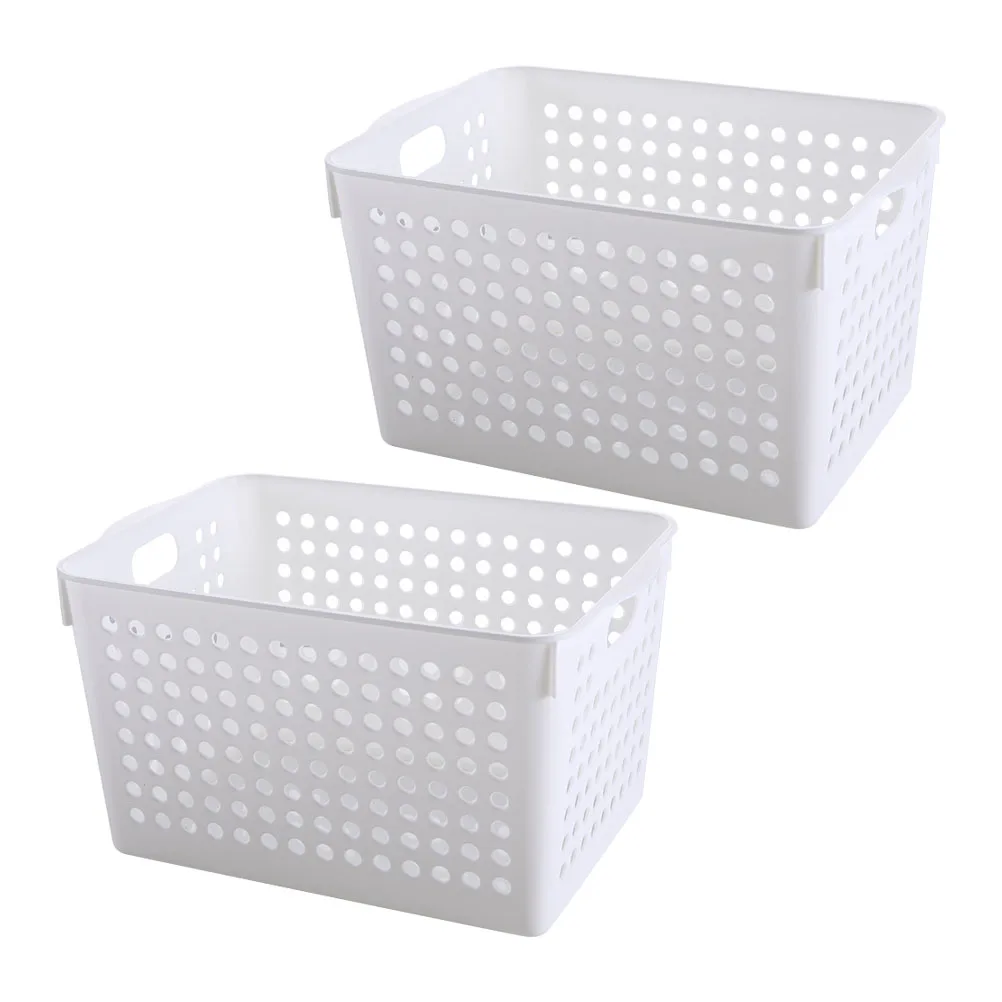

2pcs Plastic Storage Box Snack File Organizer Desktop Sundries Basket Container Kitchen Supplies Files Storage Baskets
