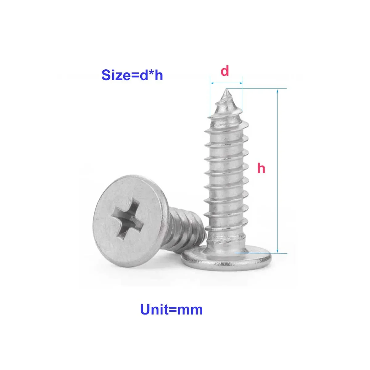 

304 Stainless Steel Flat Head Self Tapping Screw/Ca Ultra-Thin Head Cross Bolt M5M6