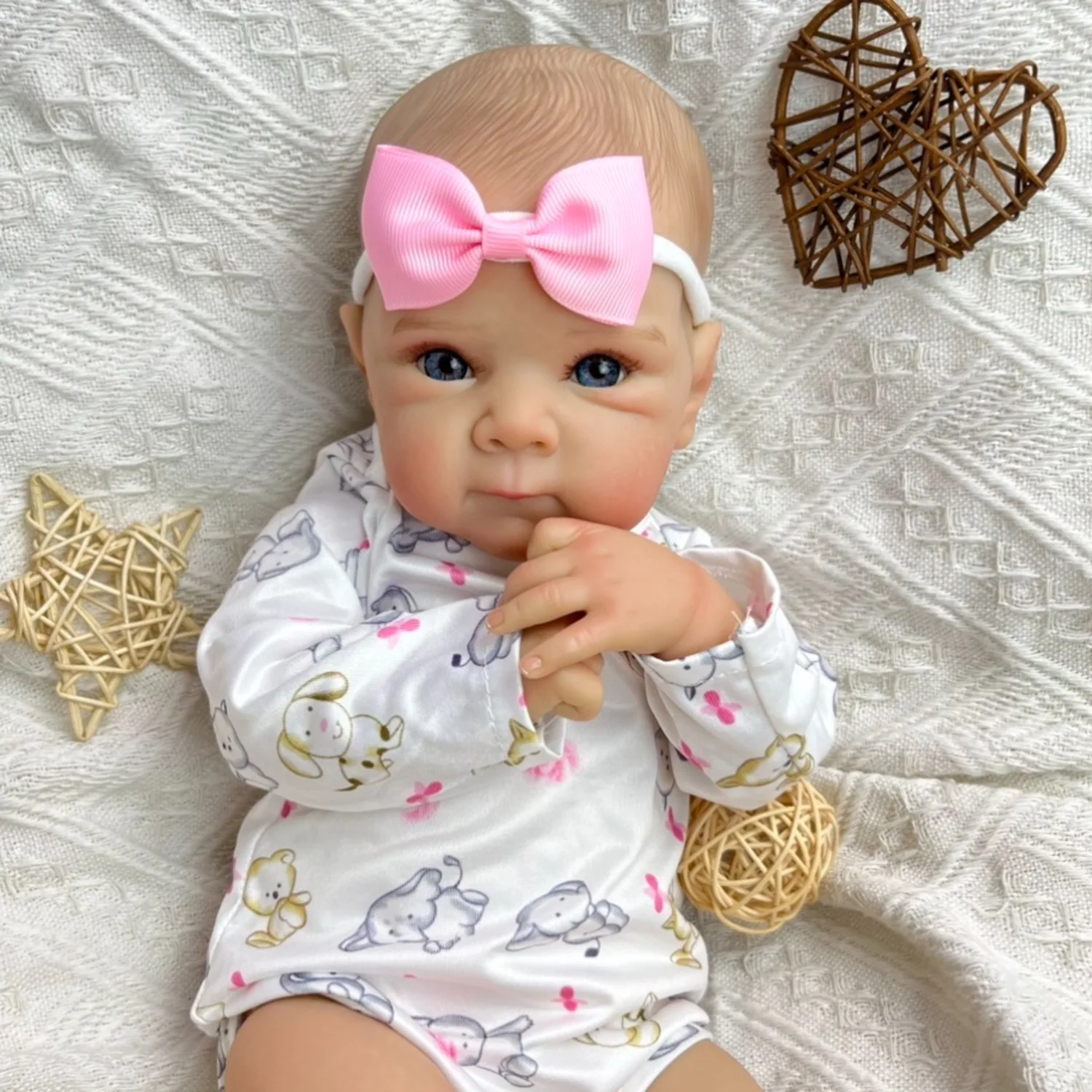 

BZDOLL 45CM 18in Full Vinyl Reborn Doll, Lifelike 3D Skin, Pacifier+Bottle Included, Girls Birthday Gift