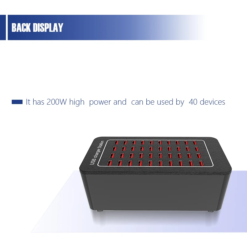 40-port USB charging station for a variety of 9 devices to meet your charging needs