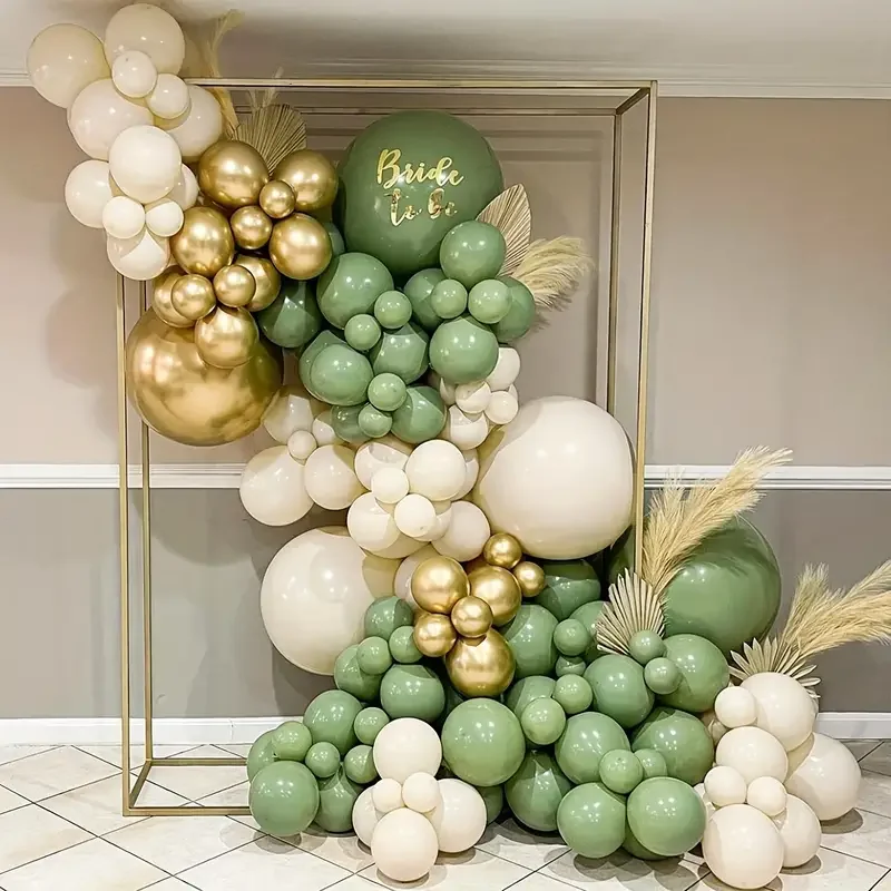 30pcs Sage Green Sand white Gold Confetti Balloons Set For Birthday Wedding Baby Shower Graduation Eucalyptus Party Decorations