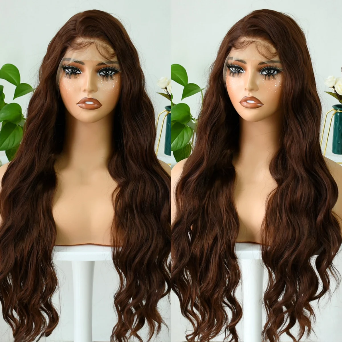 الشوكولاته براون الدانتيل شعر مستعار أمامي 13x4 HD الجسم موجة الدانتيل الباروكات الأمامية الاصطناعية عالية الجودة قبل قطعها غلويليس تأثيري للبيع #3