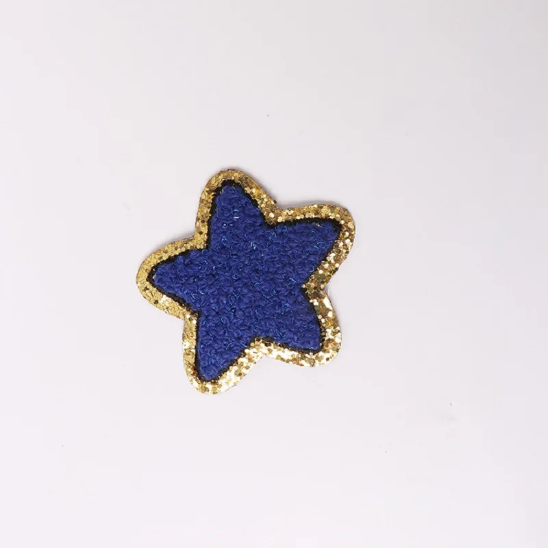 Parche autoadhesivo bordado de estrella de cinco puntas, pegatina de insignia personalizada, accesorios de bricolaje para ropa, bolsa, mochila