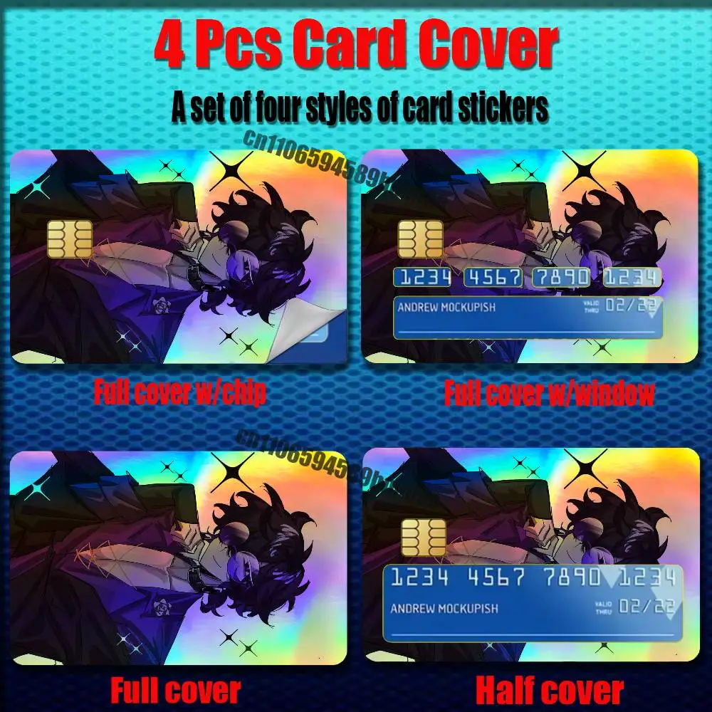 For Black Sapphire Cookie Credit Bank Sticker ID Access Card Cover Skin Rainbow Color Laser Stickers Film