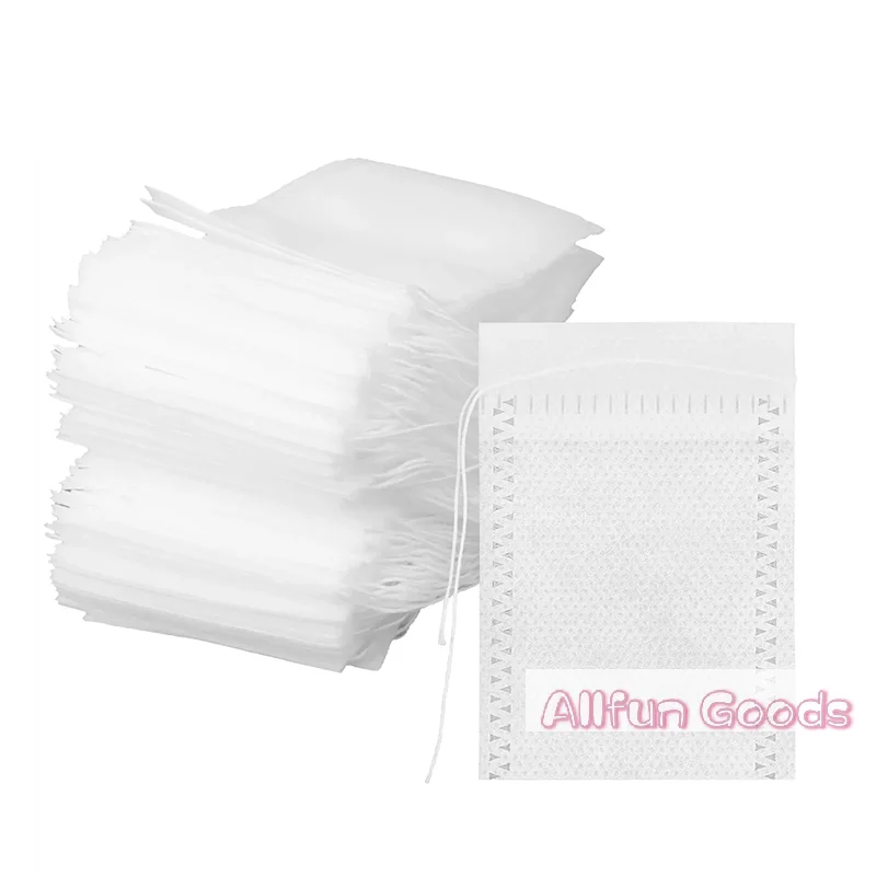 100PCS Non-woven Tea Bags Disposable Teabags With Drawstring Sealing Coffee Spice Tea Filter Paper Infuser Kitchen Teaware