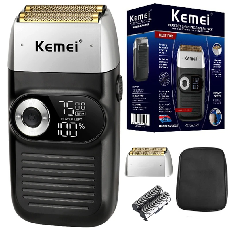 Original Kemei Powerful Barber Pro Electric Shaver For Men Hair Beard Electric Razor Balds Head Shaving Machine Finishing Fades