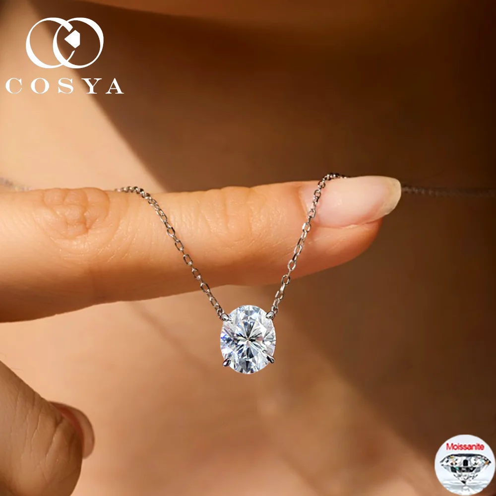 

COSYA 1/2/3CT ожерелье-пасьянс из муассанита овальной огранки S925, серебро 18 карат, сертифицированное золото, лабораторная бриллиантовая цепочка на шею для женщин, ювелирные изделия