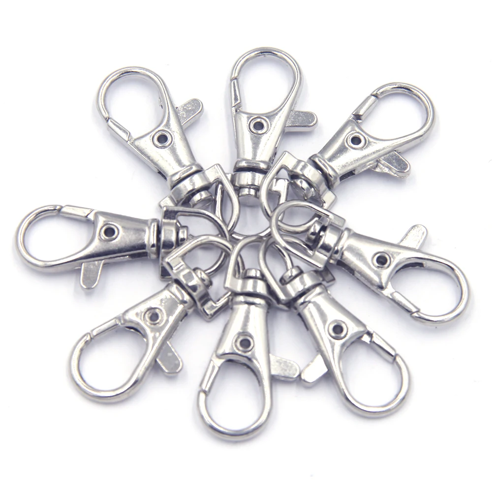 

100Pcs Silver Tone Lobster Swivel Clasps For Key Rings Jewelry DIY Findings Wholesale 37x16mm