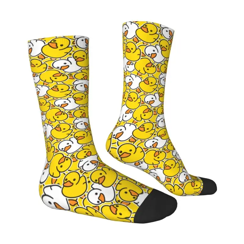 Cute Rubber Ducks Pattern Men's Crew Socks Unisex Funny 3D Printing Dress Socks