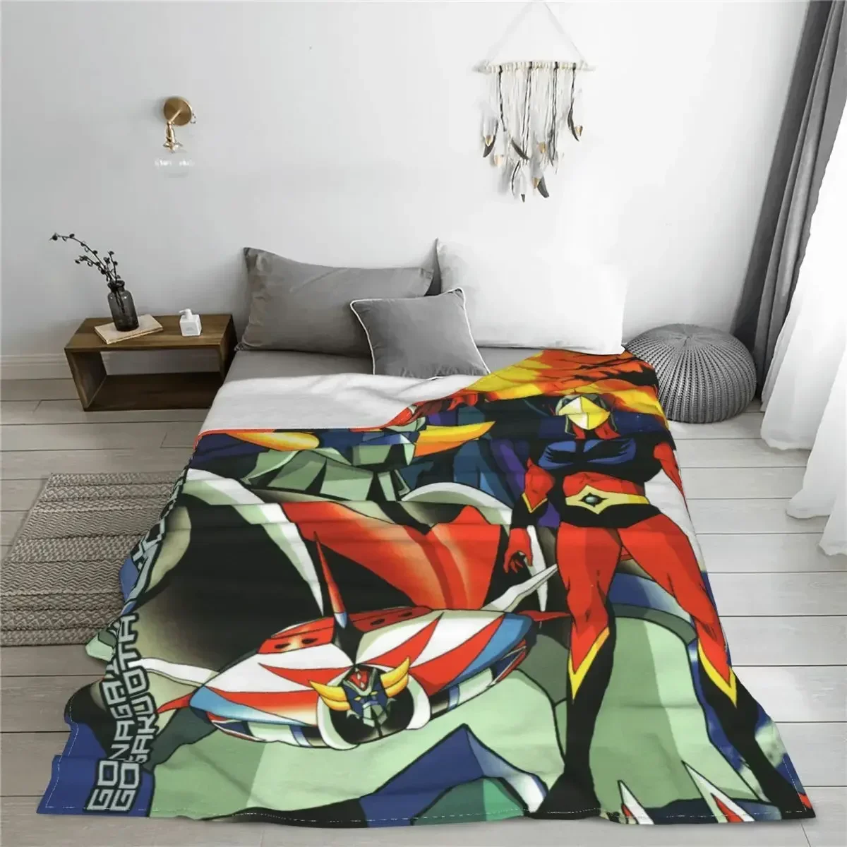 Goldorak-Manta de franela de Anime Actarus Mazinger Z, manta cálida impresionante para decoración textil del hogar, OVNI Robot