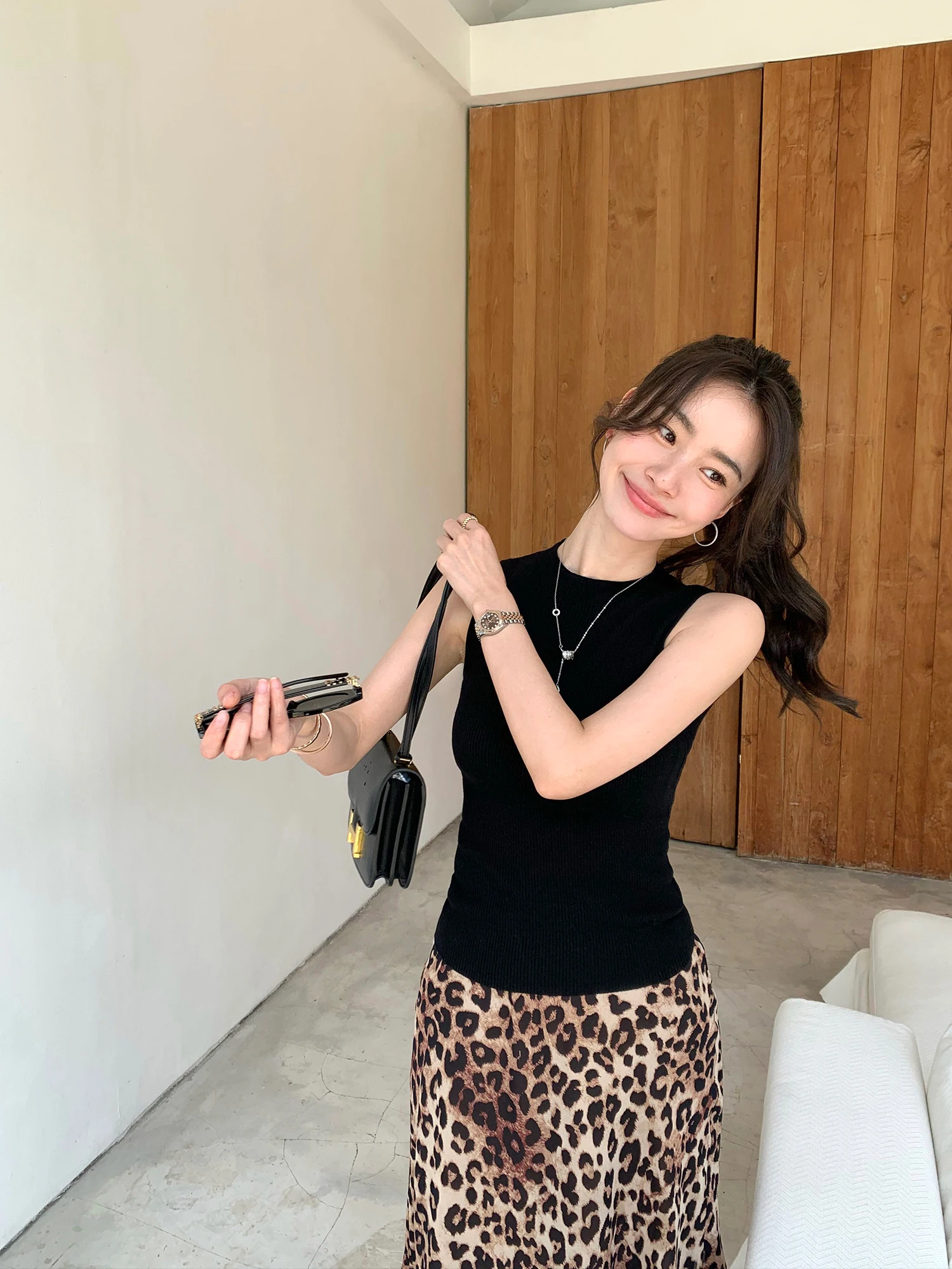 

Pusumede Summer Style Half High Collar Sleeveless Knitted Slim Fit Top Women's Outerwear Simple Design Polyester Fiber