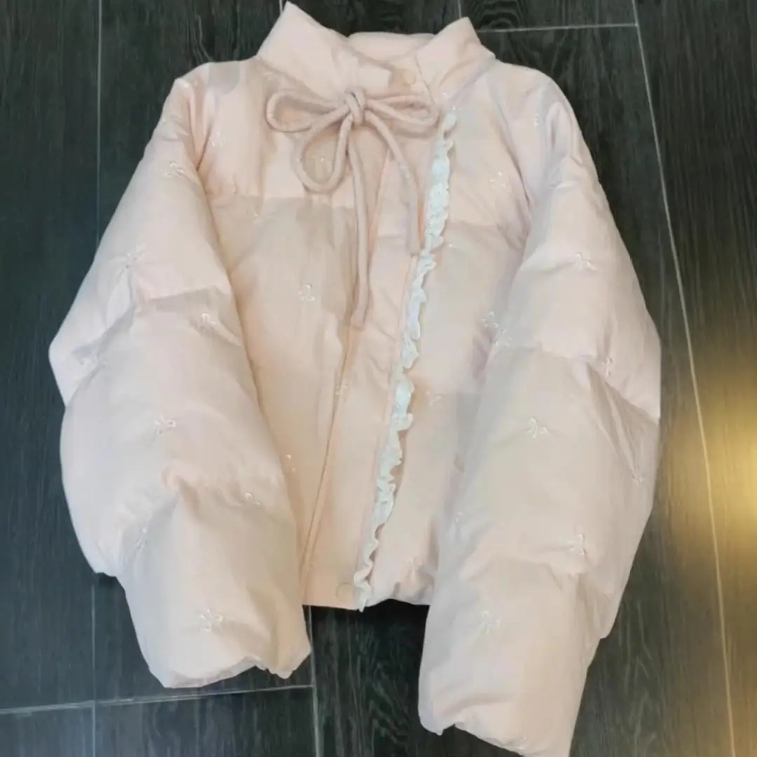 امرأة الشتاء الحلو الصلبة أبلى Parkets الساخن عقدة شعر للفتيات عادية الدافئة فو الفراء معطف الدانتيل المرقعة سترة أنيقة تحمل شعار لعبة البيسبول الكورية شيك