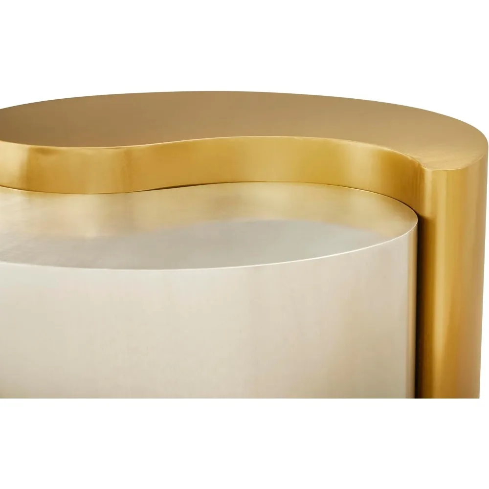 طقم طاولة قهوة Ying-Yang الفاخرة الحديثة والمعاصرة مقاس 36 بوصة، تصميم منحوت مع إطار من الألومنيوم لغرفة المعيشة والمدخل والمكتب