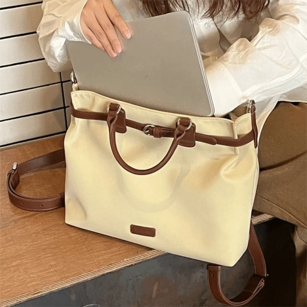 

All Match French Nylon Shoulder Bag Leisure Solid Color Laptop Bag Commuting Fashion Tote Bag Girls