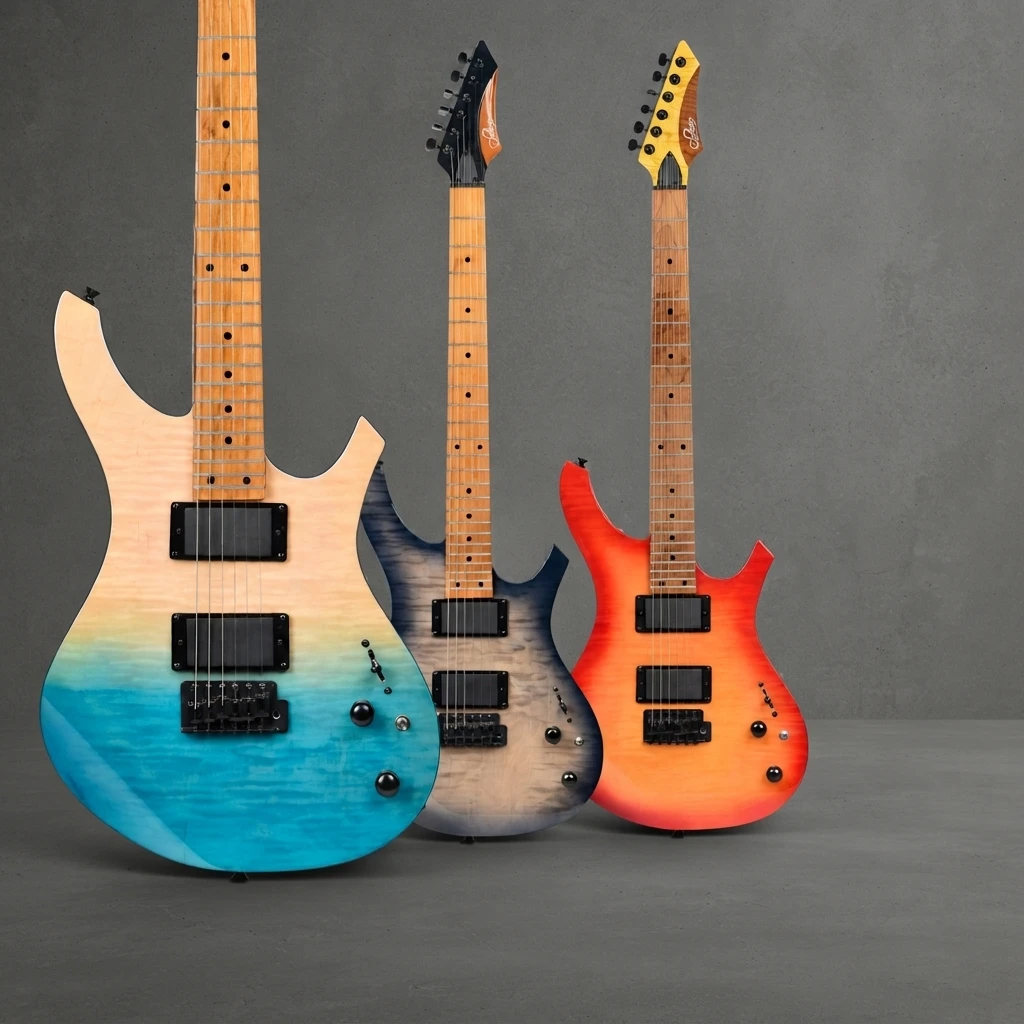 Flame Top Electric Guitar, Alnico 5 Humbucker, Coil Split, Two Tone Burst Finish, Chrome Hardware, 6 Strings for Rock Players