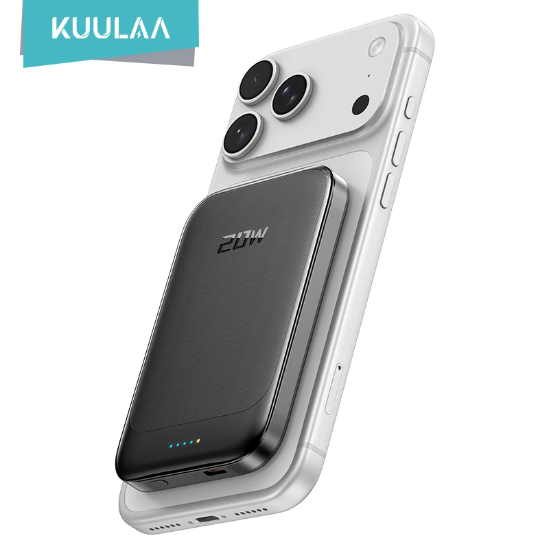 

Портативный магнитный Power Bank KUULAA 5000 мАч с быстрой беспроводной зарядкой PD20W для Magsafe для iPhone 17, 15 Pro Max, 16 Pro