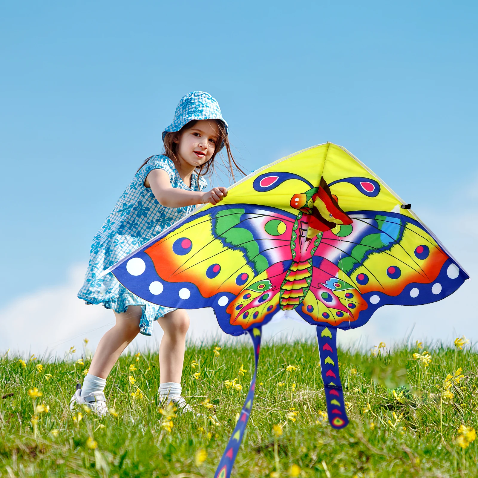 

Rainproof Silk Butterfly Kite Kids Outdoor Toys Triangle Child Play Beach Park Colorful Cloth Toy Lightweight Fiberglass Rod
