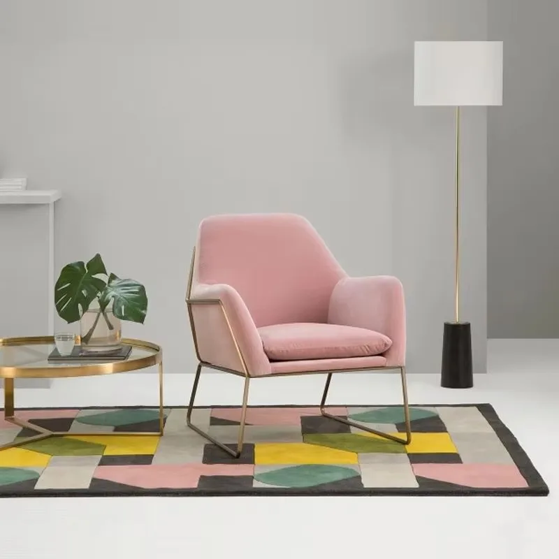 Modern simple furniture casual chair copper frame living room sofa