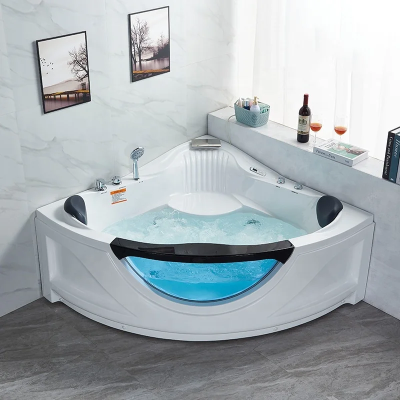 

Factory Price Corner Whirlpool Jetted Spa CE Approved Acrylic Massage Hot Tub Above Ground Jacuzzier Indoor Spa For 2 Person