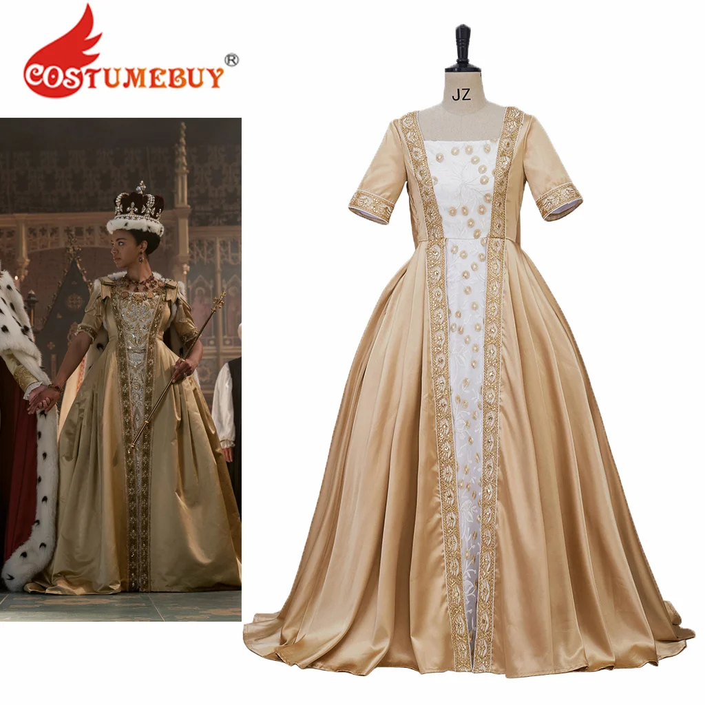 

Queen Charlotte Cosplay Costume Victorian Rococo Baroque Ball Gown Charlotte Dress Women Halloween Party Regency Dress