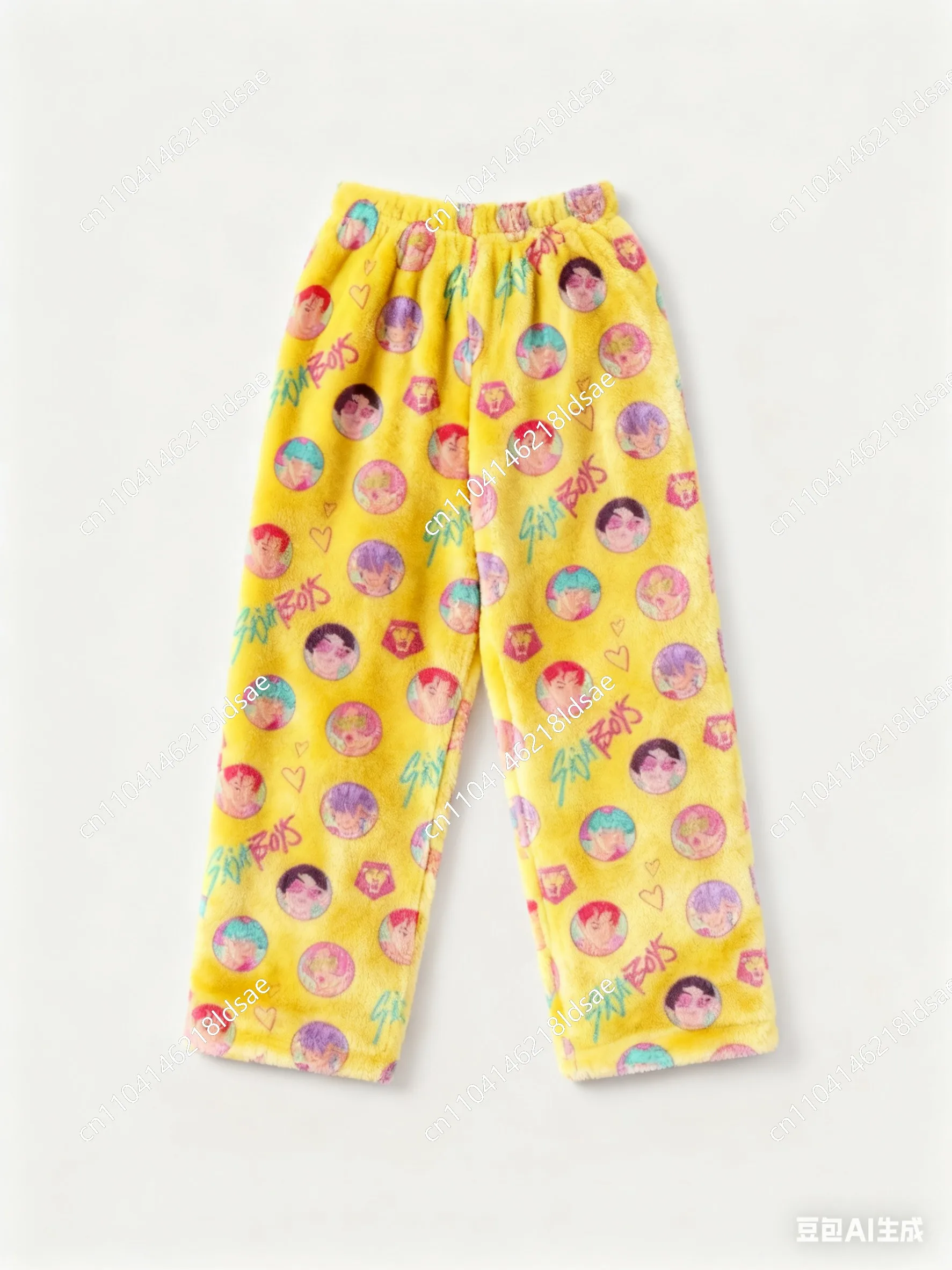 

Hot KPop Demon Hunters Huntrix Cartoon Print Couples flannel trousers Pajamas Women Men Autumn Winter Casual Fashion Long Pants