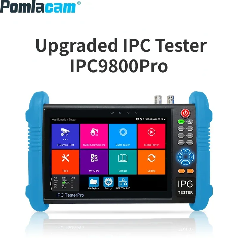 

7inch IPS touch screen 1280*800 IP Analog AHD CVI TVI in one cctv tester with 8K H.265 video display via mainstream IPC9800Pro