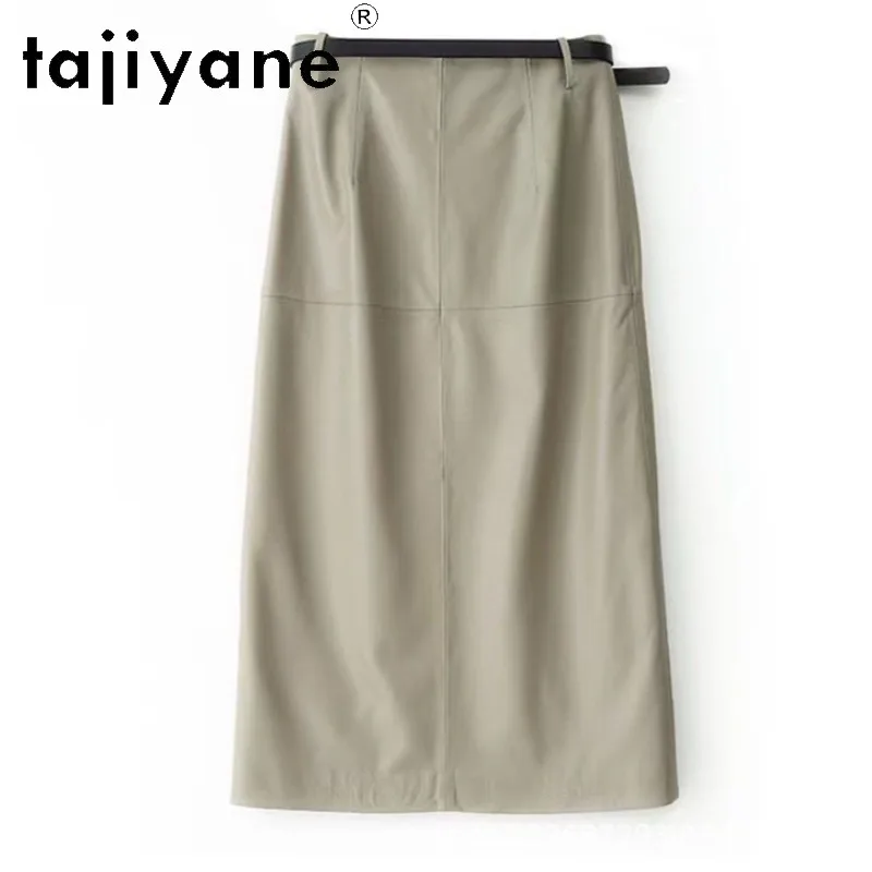 TAJIYANE Sheepskin Genuine Leather Skirt Straight with Slit Women's Skirts Spring Autumn Skirts of Woman Blazer Style Midi Skirt